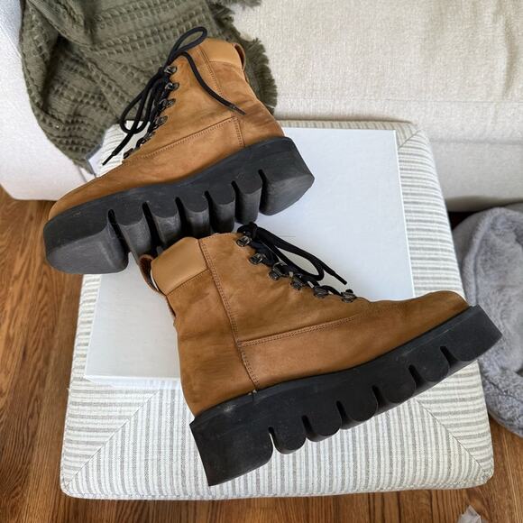 & Other Stories Lace Up Brown Combat Boots - Picture 6 of 14